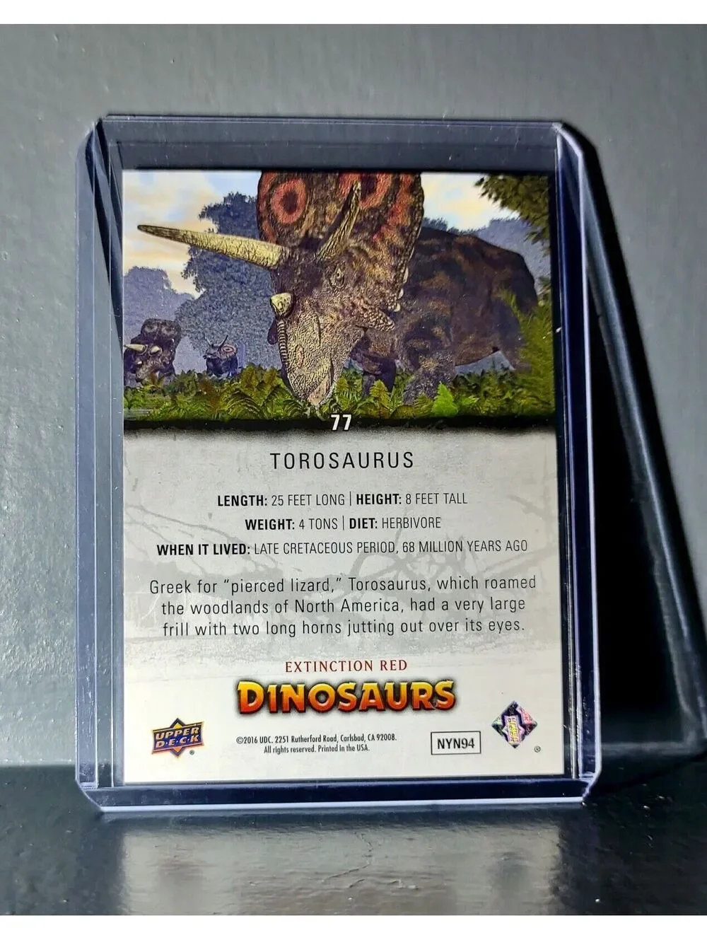 2015 Upper Deck Dinosaurs Torosaurus Extinction Red Parallel #77 Card
